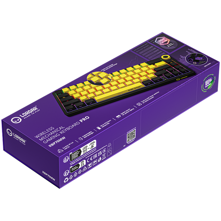 Lorgar KBP70MW Wireless 65% Mechanical Gaming Keyboard Pro - Black/Yellow