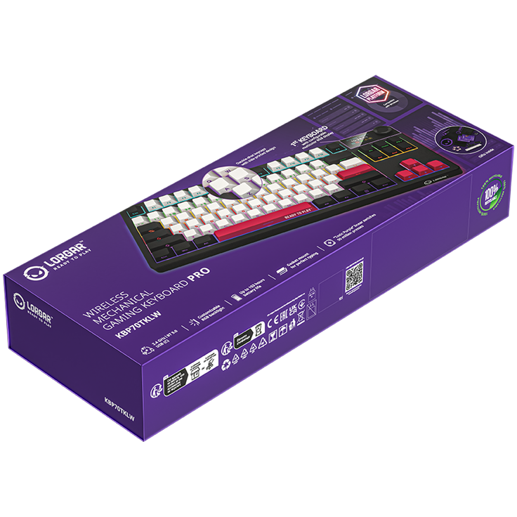 Lorgar KBP70TKLW Wireless TKL Mechanical Gaming Keyboard Pro - Black/Red