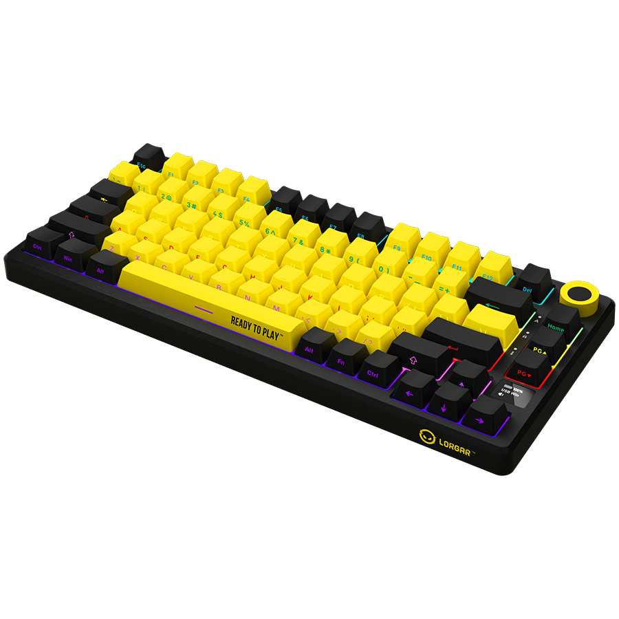 Lorgar KBP7075W Wireless 75% Mechanical Gaming Keyboard Pro - Black/Yellow