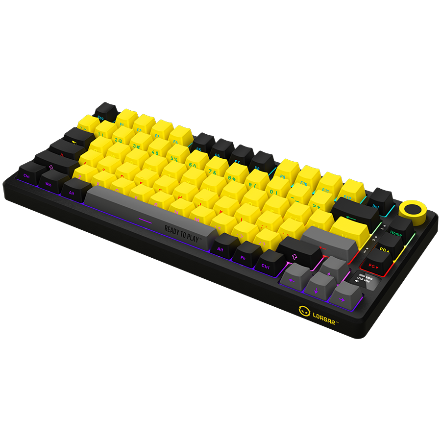 Lorgar KBP7075W Wireless 75% Mechanical Gaming Keyboard Pro - Black/Yellow