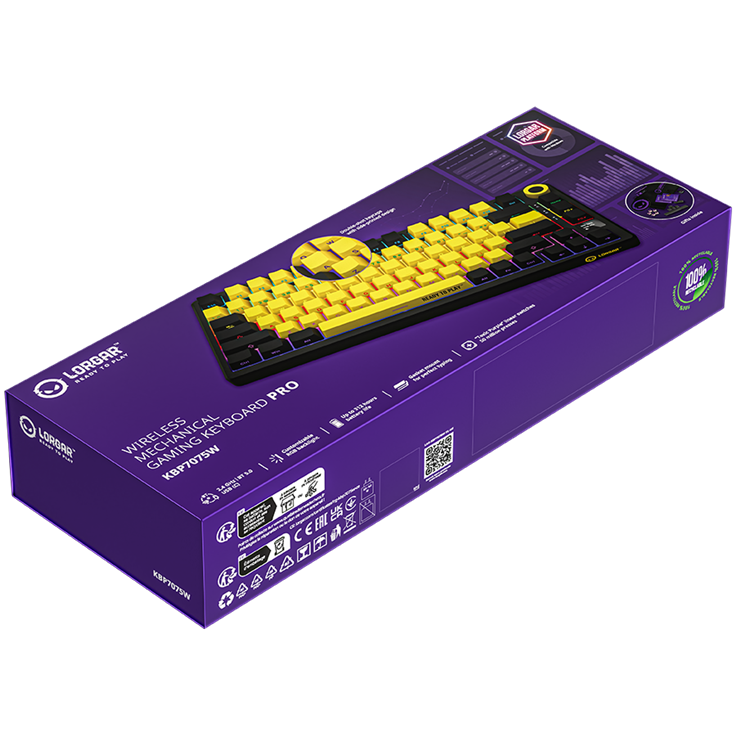 Lorgar KBP7075W Wireless 75% Mechanical Gaming Keyboard Pro - Black/Yellow