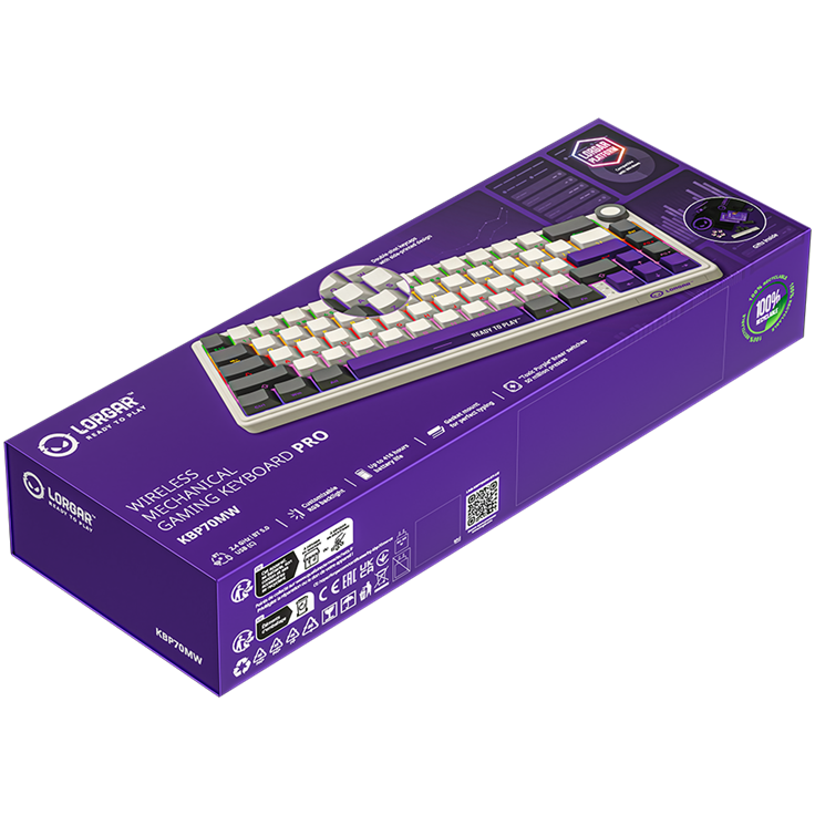 Lorgar KBP70MW Wireless 65% Mechanical Gaming Keyboard Pro - Beige