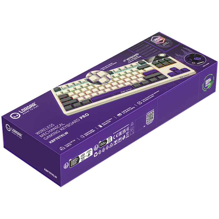 Lorgar KBP70TKLW Wireless TKL Mechanical Gaming Keyboard Pro - Beige