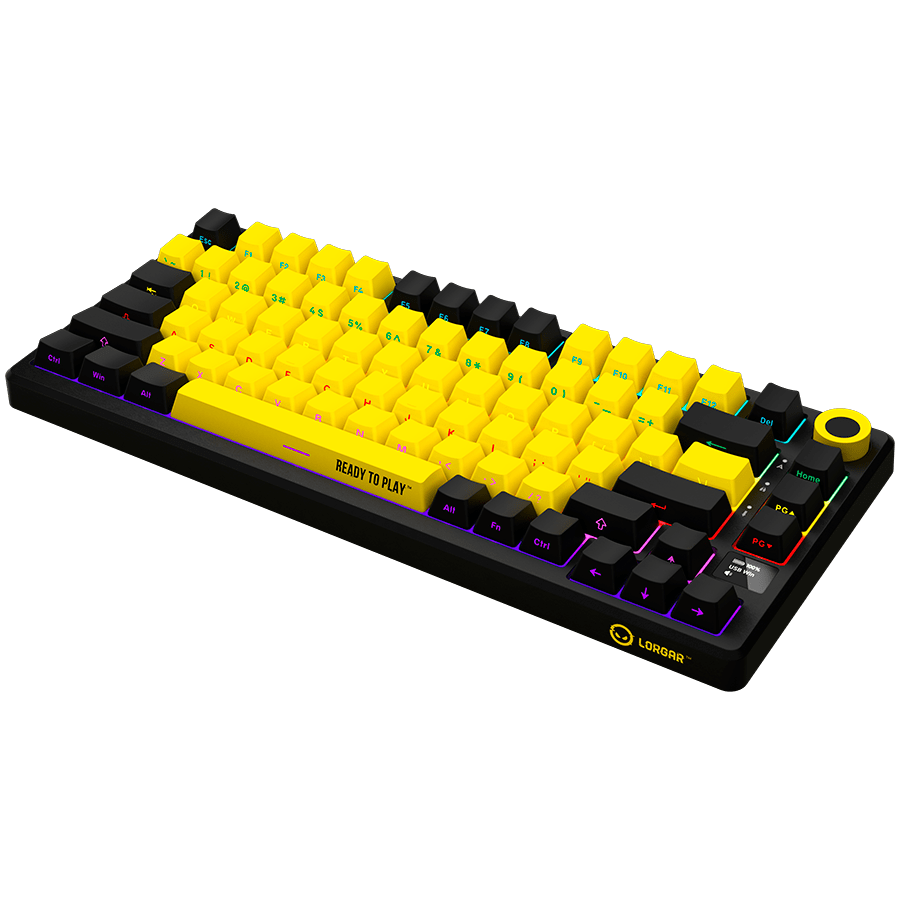 Lorgar KBP7075W Wireless 75% Mechanical Gaming Keyboard Pro - Black/Yellow