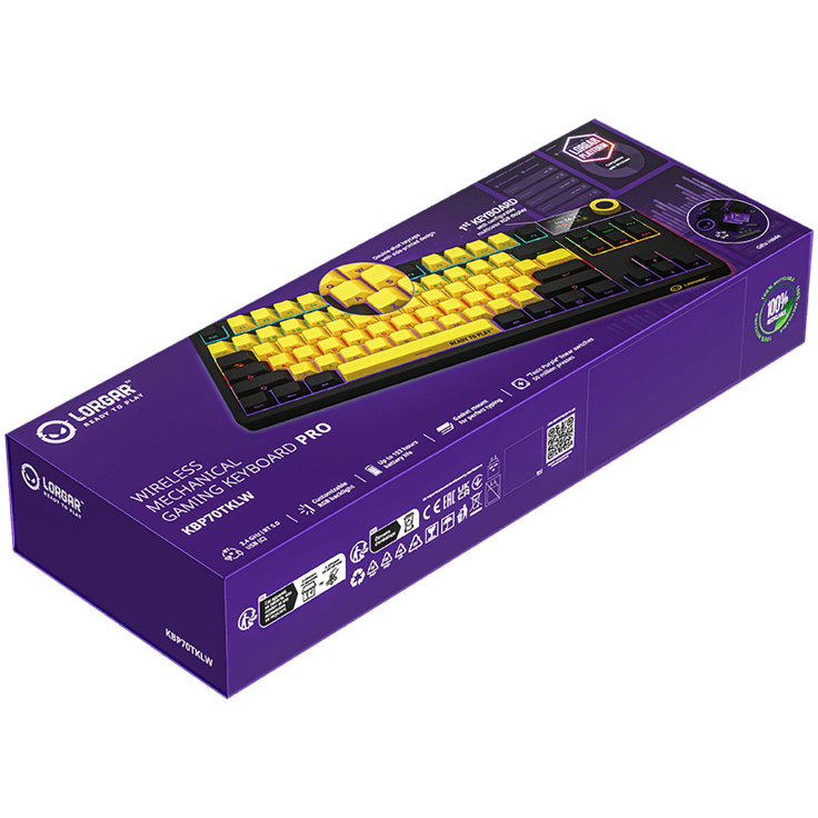Lorgar KBP70TKLW Wireless TKL Mechanical Gaming Keyboard Pro - Black/Yellow