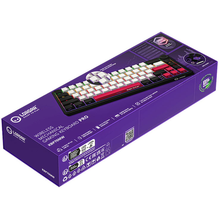Lorgar KBP70MW Wireless 65% Mechanical Gaming Keyboard Pro - Black/Red