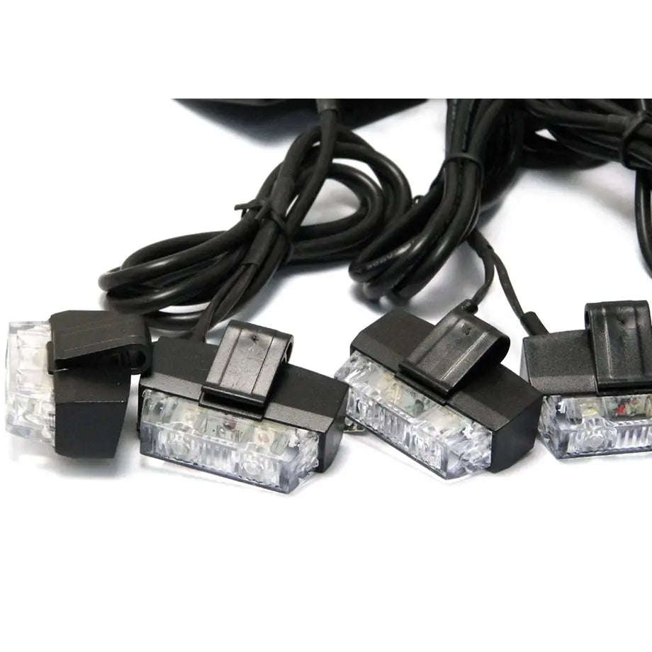 8 x Grill Clip-On Emergency Strobe Warning Lights  White