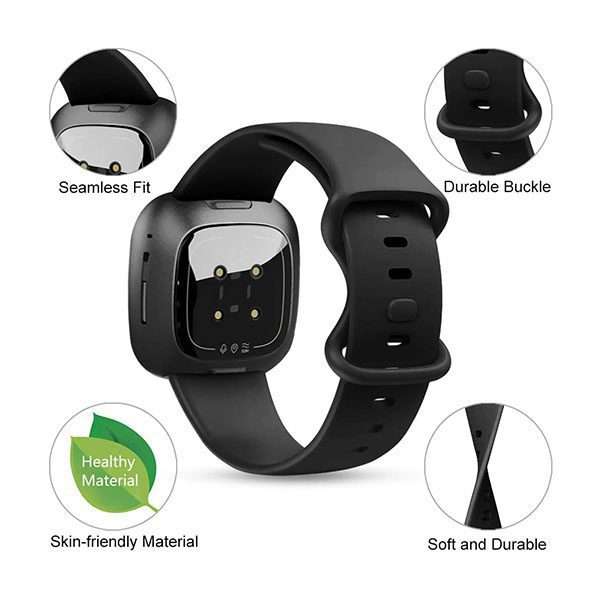 Fitbit Versa 3/4 & Sense Silicone Strap - Black