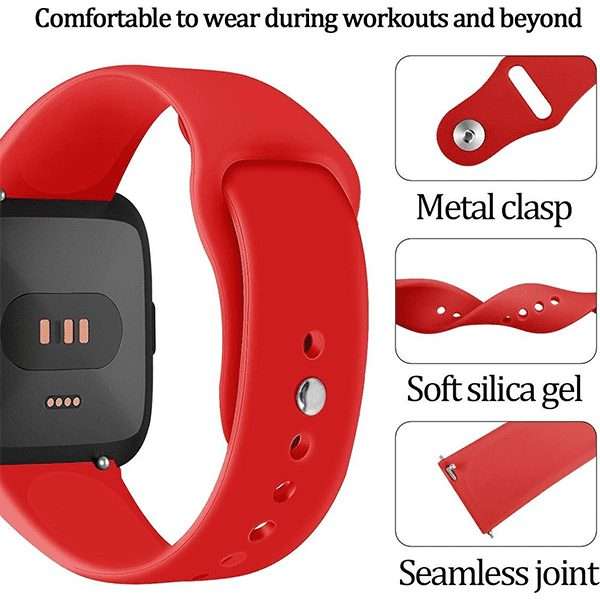 Fitbit Versa 1/2 Silicone Strap with Clip in - Red