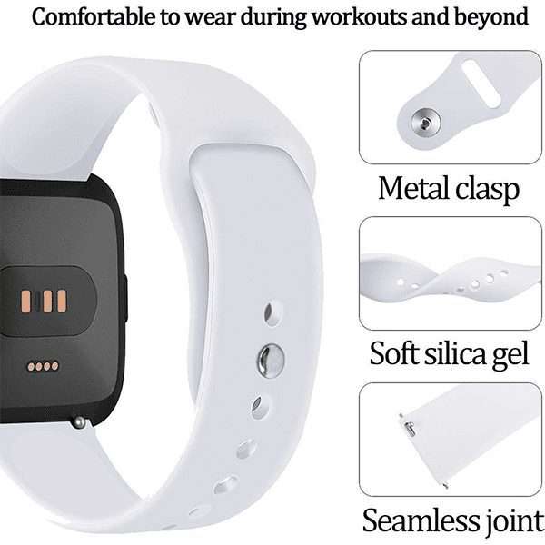 Fitbit Versa 1/2 Silicone Strap with Clip in - White