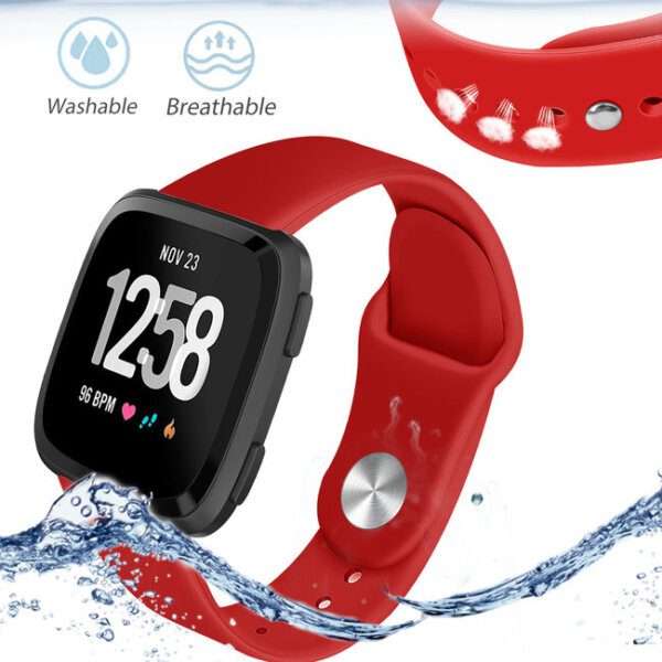 Fitbit Versa 1/2 Silicone Strap with Clip in - Red