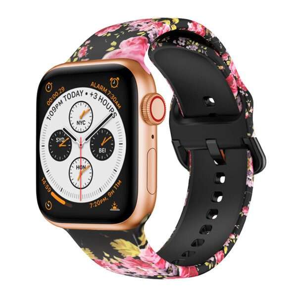 Apple Watch Printed Silicone Strap - Floral Print