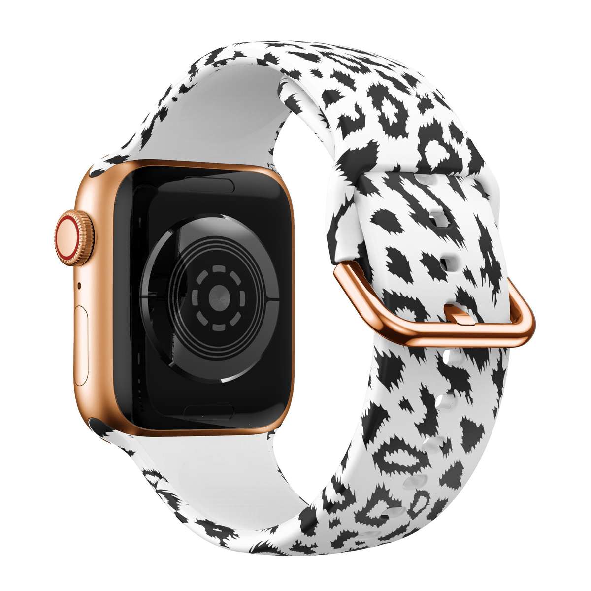 Apple Watch Printed Silicone Strap - Black & White Leopard Print