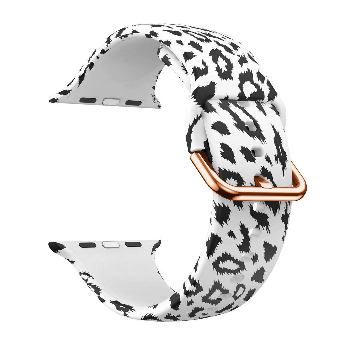 Apple Watch Printed Silicone Strap - Black & White Leopard Print
