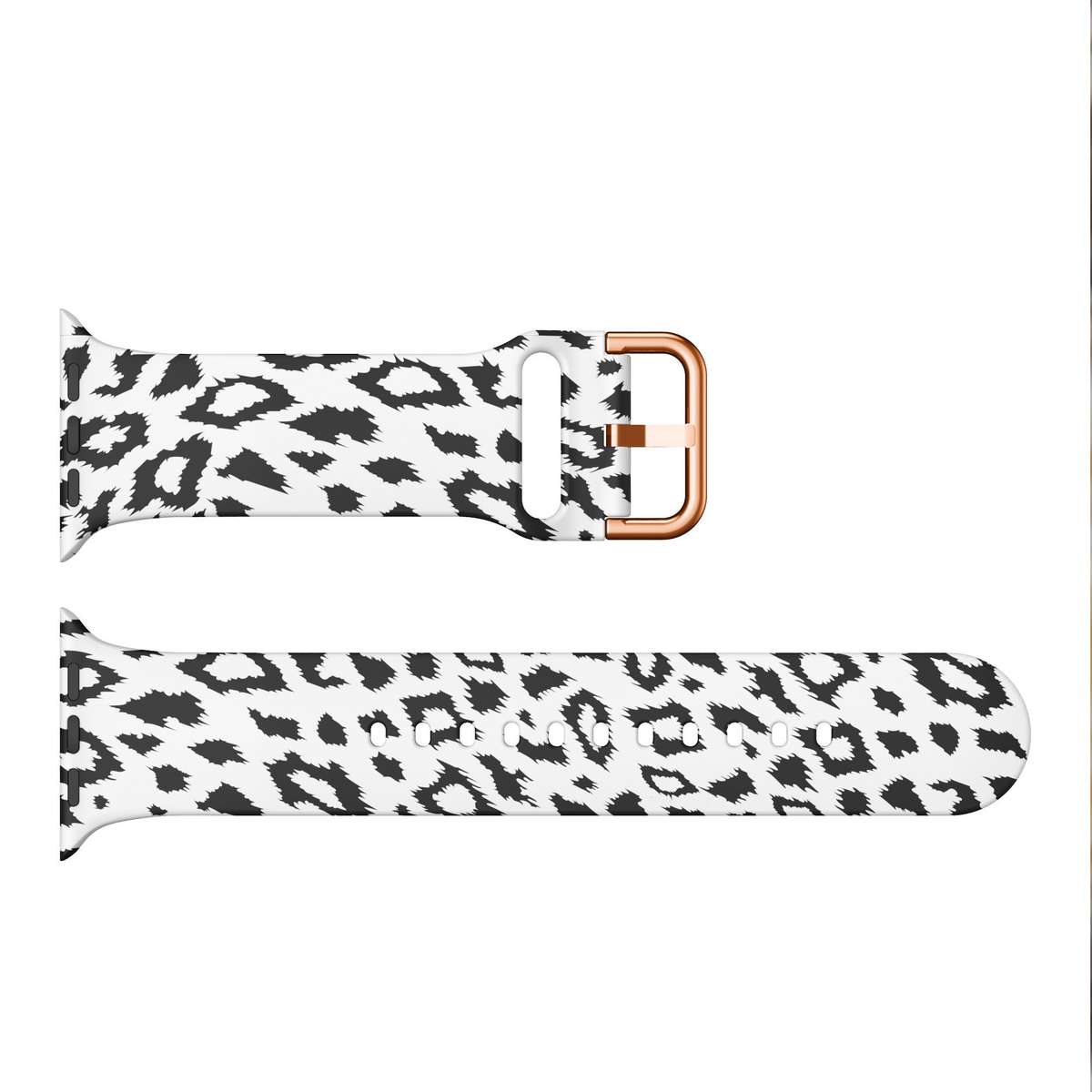 Apple Watch Printed Silicone Strap - Black & White Leopard Print