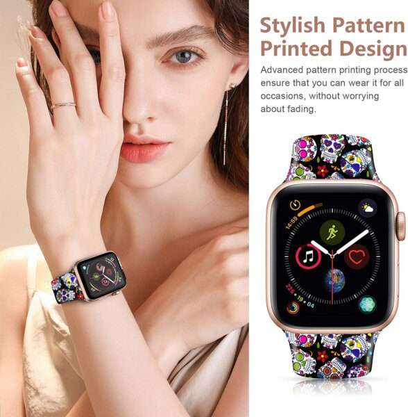 Apple Watch Printed Silicone Strap - Skull Print