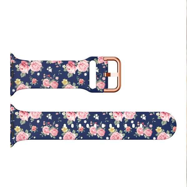 Apple Watch Printed Silicone Strap - Blue Floral