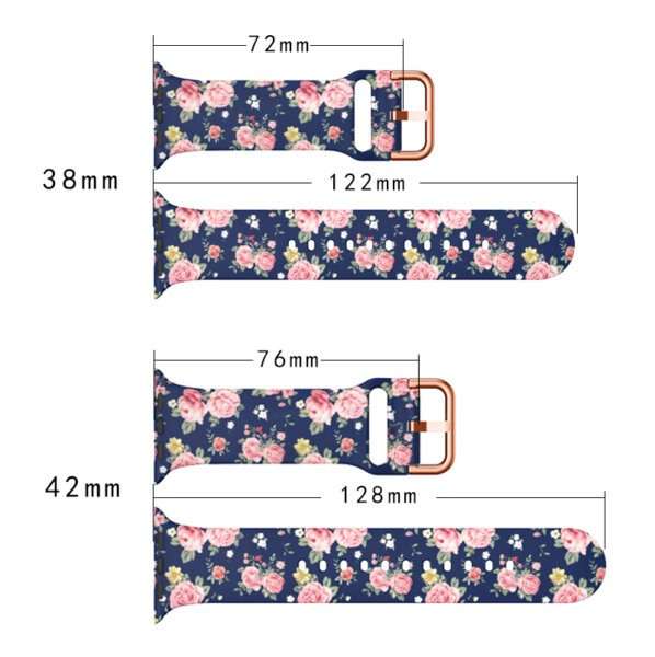 Apple Watch Printed Silicone Strap - Blue Floral