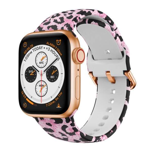 Apple Watch Printed Silicone Strap - Pink Leopard Print