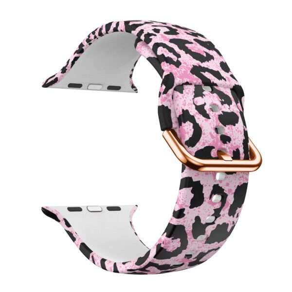 Apple Watch Printed Silicone Strap - Pink Leopard Print