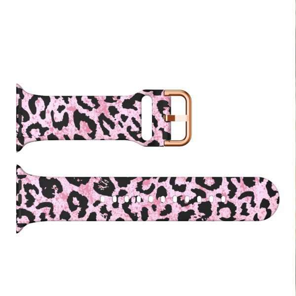 Apple Watch Printed Silicone Strap - Pink Leopard Print