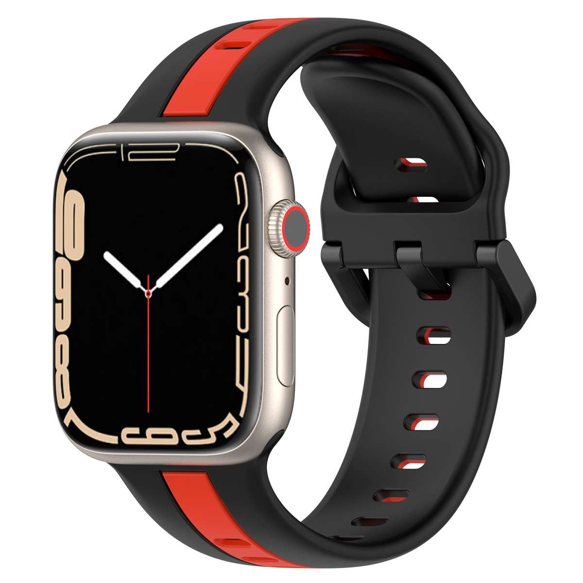 Apple Watch Two Tone Silicone Strap - Black and Red