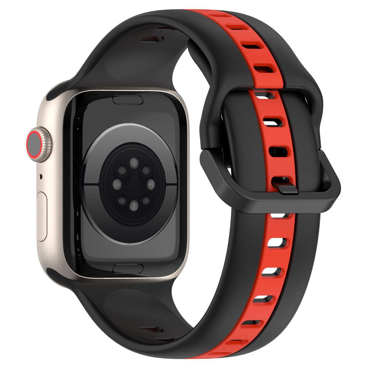 Apple Watch Two Tone Silicone Strap - Black and Red