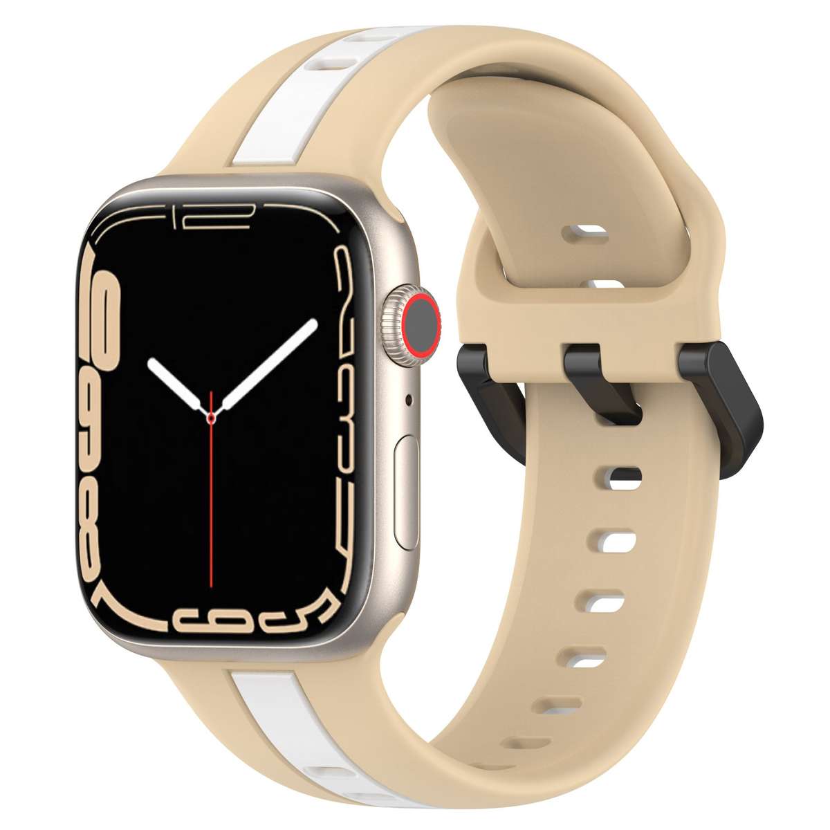 Apple Watch Two Tone Silicone Strap - Beige and White