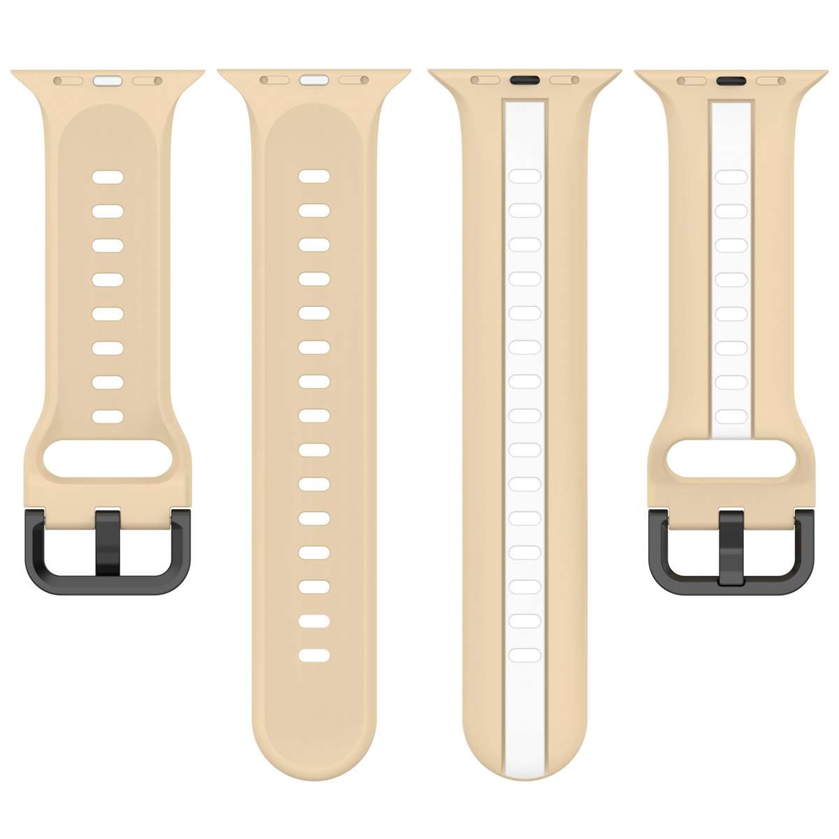 Apple Watch Two Tone Silicone Strap - Beige and White