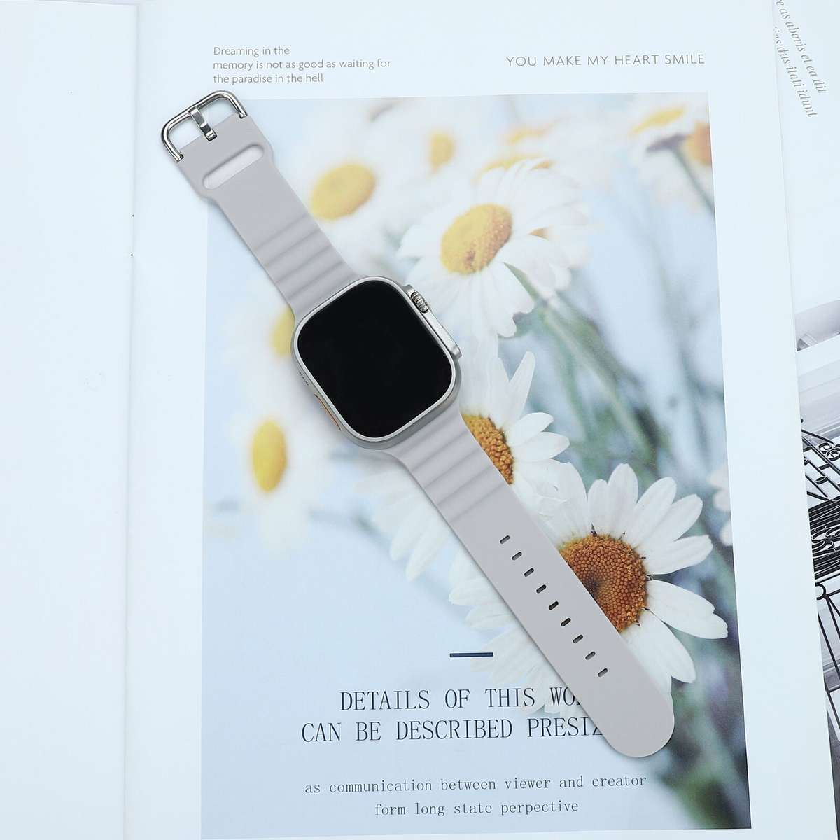 Apple Watch Weave Pattern Silicone Strap - Light Grey