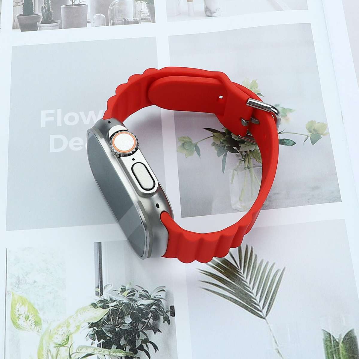 Apple Watch Weave Pattern Silicone Strap - Wine Red