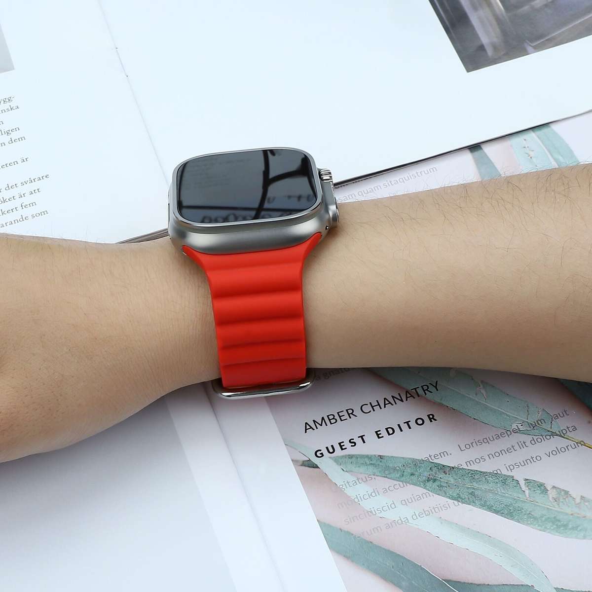 Apple Watch Weave Pattern Silicone Strap - Wine Red