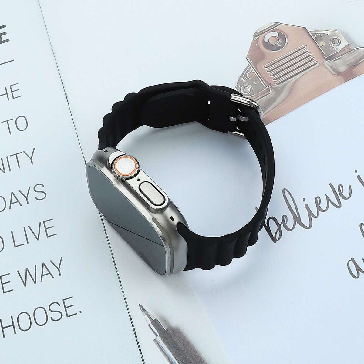 Apple Watch Weave Pattern Silicone Strap - Black
