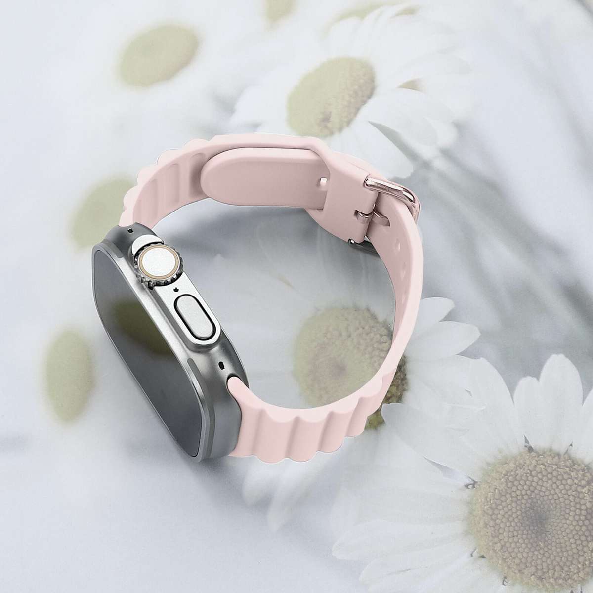 Apple Watch Weave Pattern Silicone Strap - Sand Pink