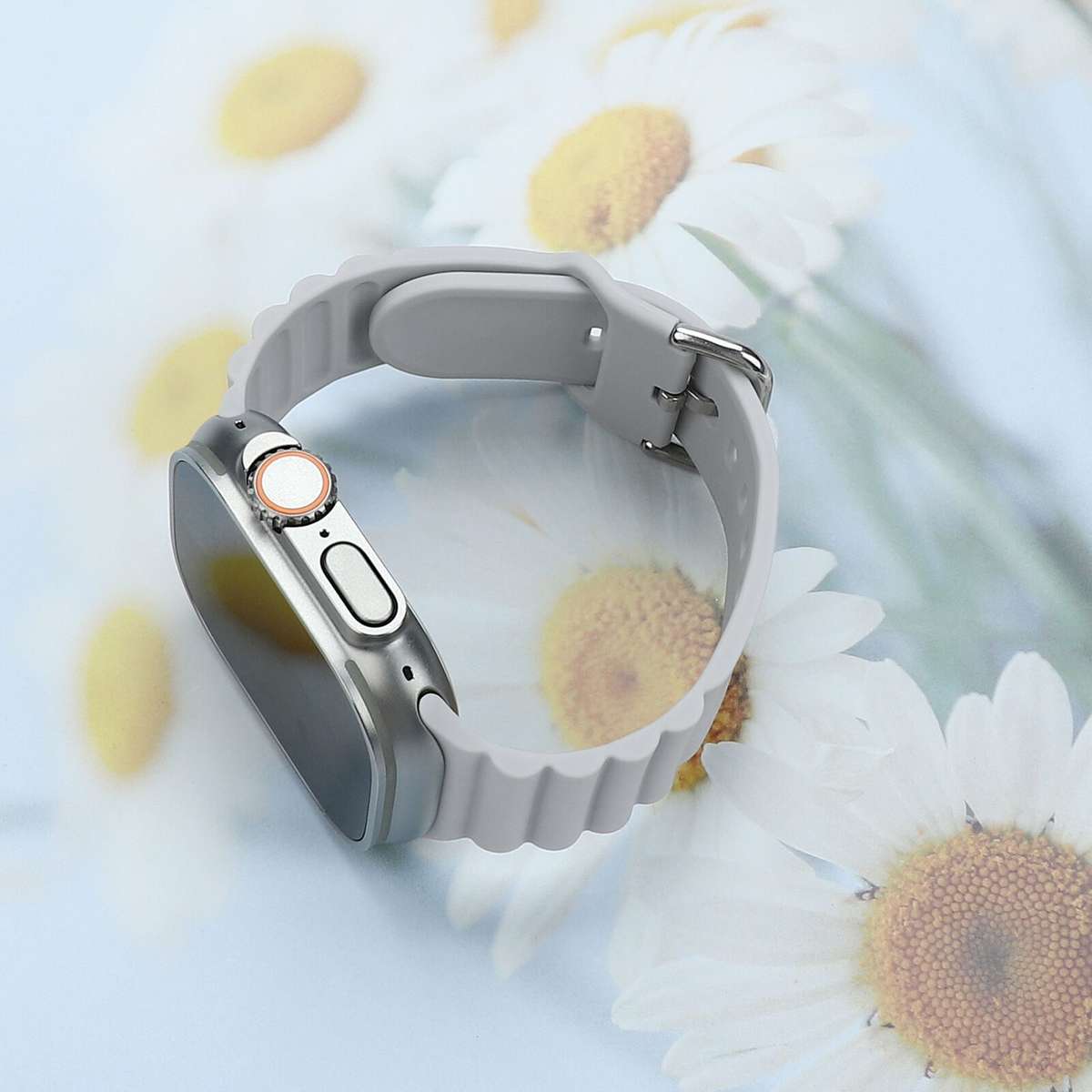 Apple Watch Weave Pattern Silicone Strap - Light Grey