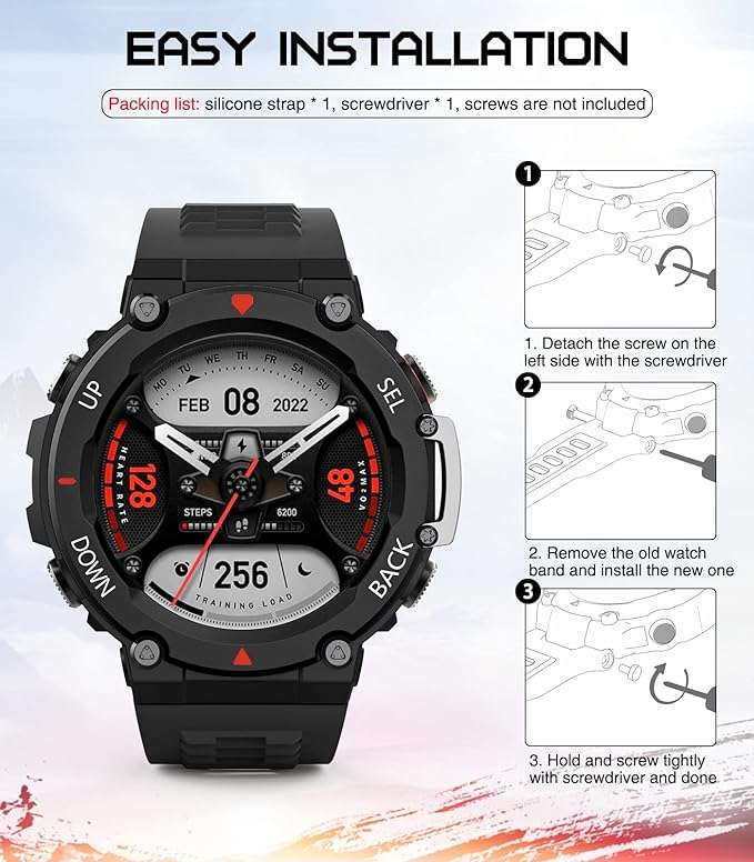 Amazfit T-Rex 2 Silicone Strap - Black