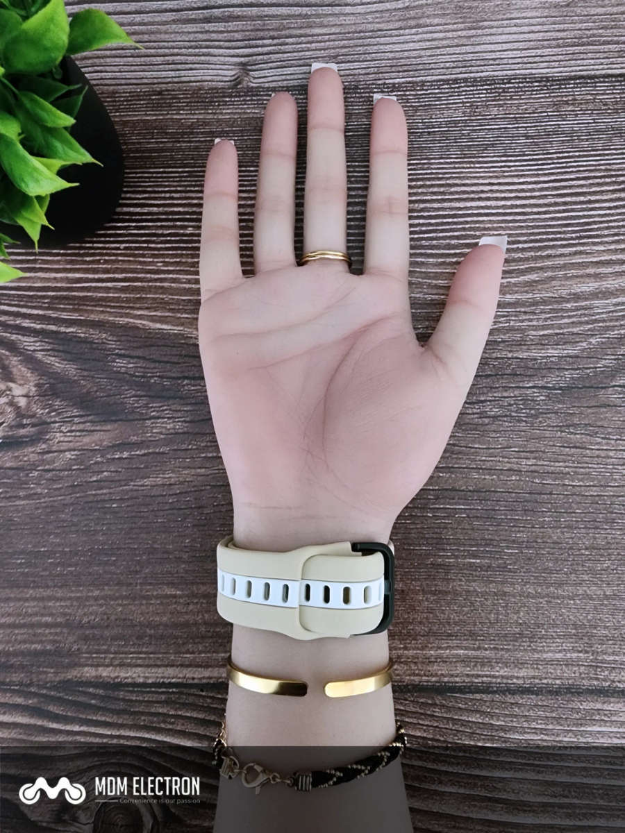 Apple Watch Two Tone Silicone Strap - Beige and White