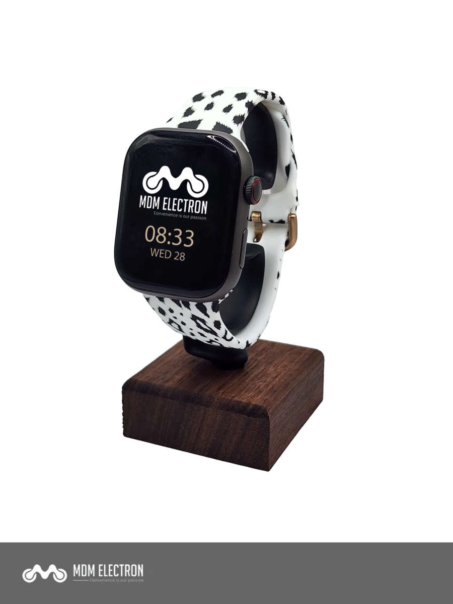 Apple Watch Printed Silicone Strap - Black & White Leopard Print