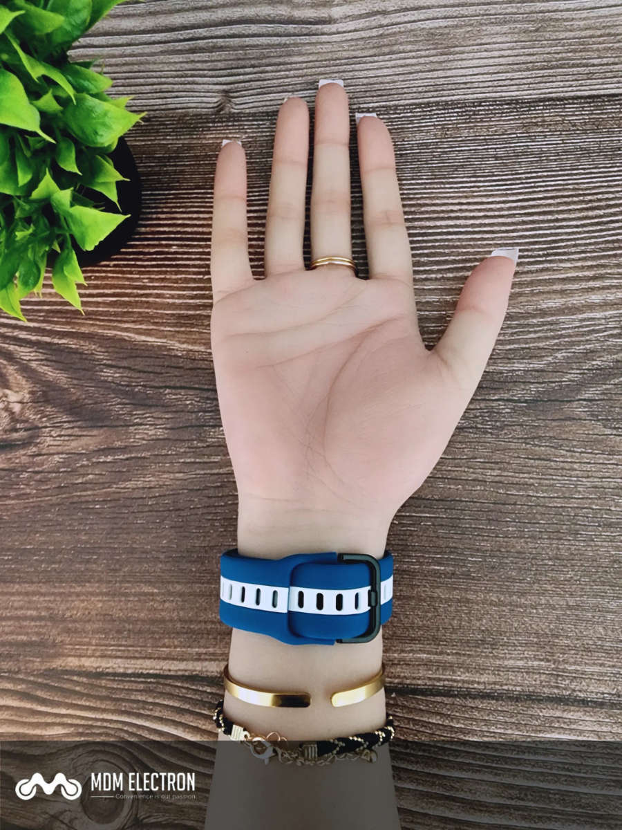 Apple Watch Two Tone Silicone Strap - Blue and White