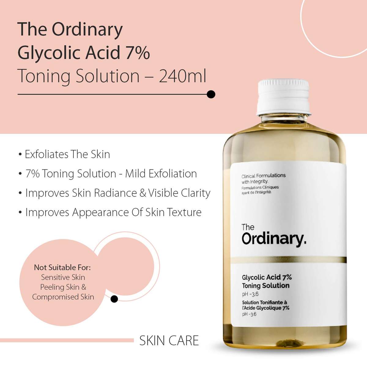 The Ordinary Glycolic Acid 7% Toning Solution - 240ml (Damaged)