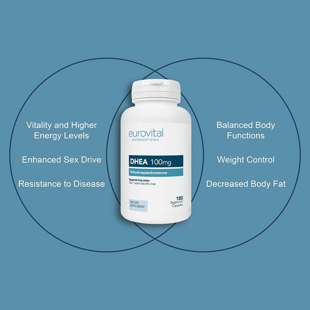 EuroVital DHEA for Body Balance Functions - 100mg (180 Capsules)