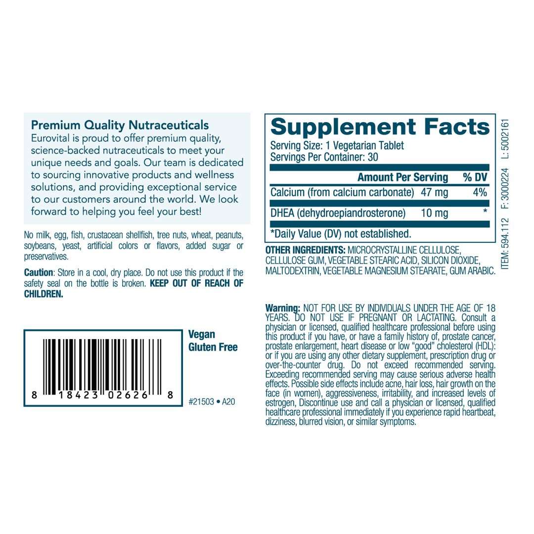 EuroVital DHEA for Body Balance Functions - 10mg (30 Capsules)