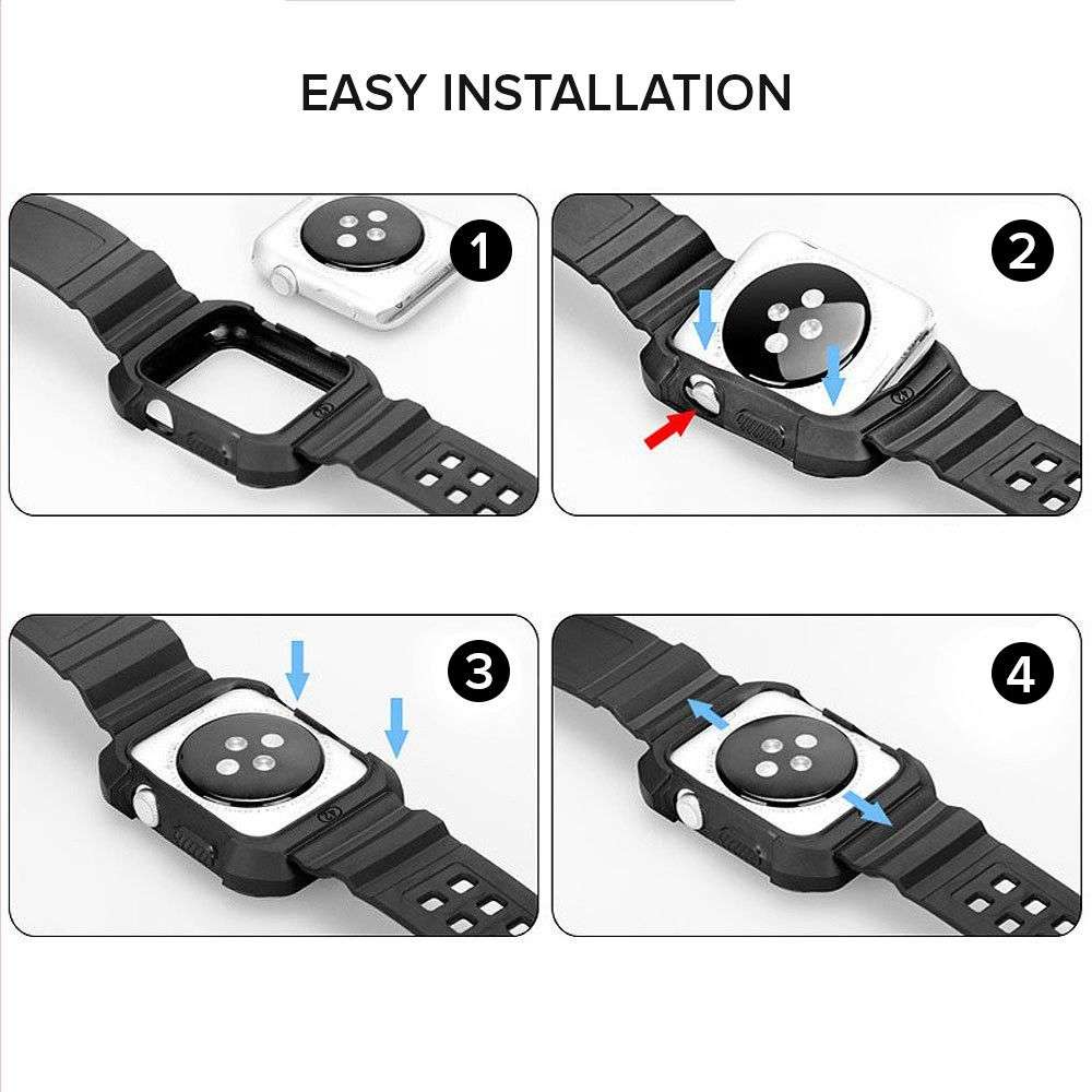 Zonabel Rugged Protection Strap for 42mm Apple Watch - Black TPU