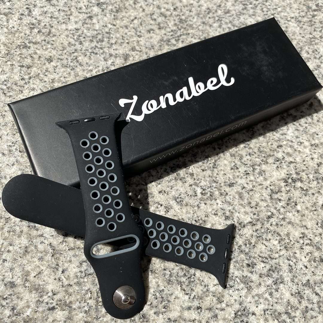 Zonabel 42/44/45mm Apple Watch Replacement Sport Strap - Black & Grey