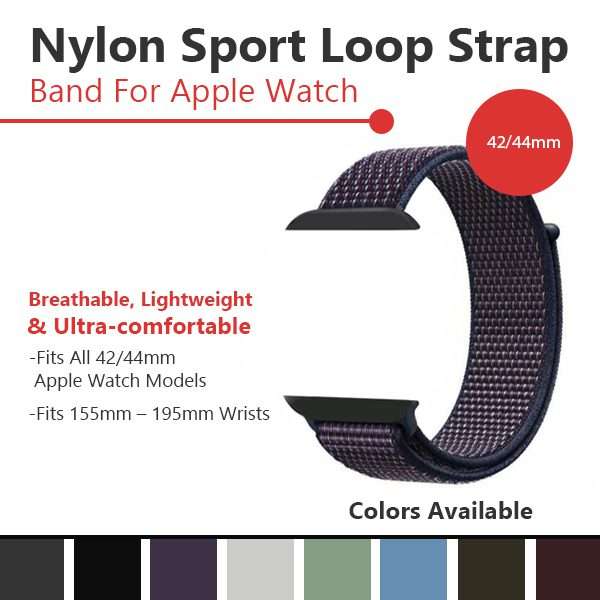 Zonabel 42/44/45mm Apple Watch Replacement Nylon Loop Strap - Indigo Blue