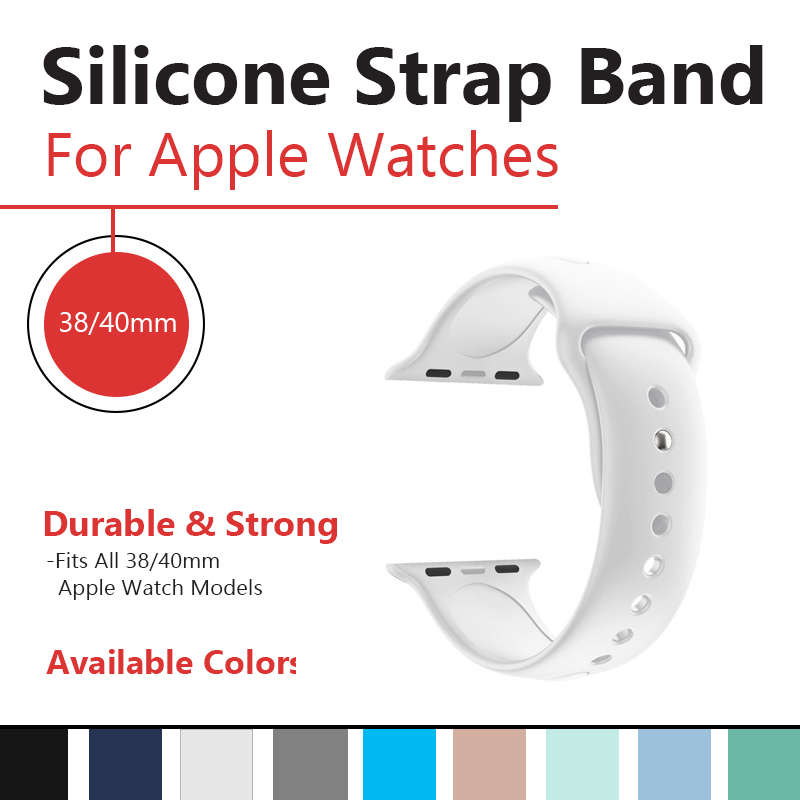 Zonabel 38/40/41mm Apple Watch Replacement Silicone Strap - White
