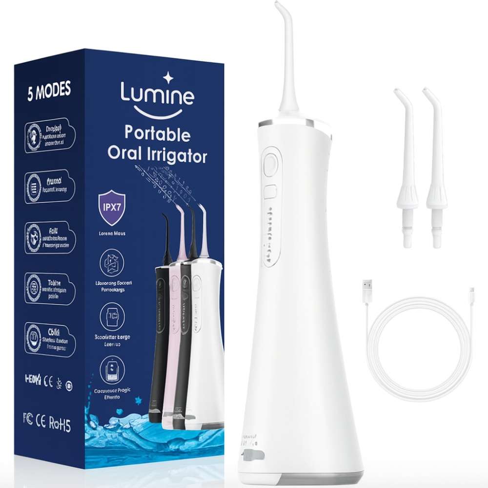 Lumine Portable Water Flosser - 5 Modes, USB Rechargeable, IPX7 Waterproof
