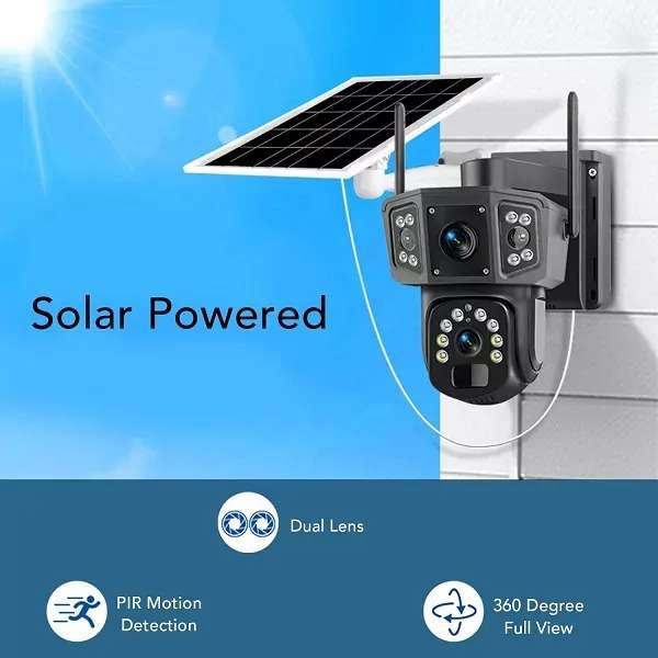 V380 Pro Pan Tilt 4G 4K Solar Security Camera | 3 Cameras | Works with a SIM Card