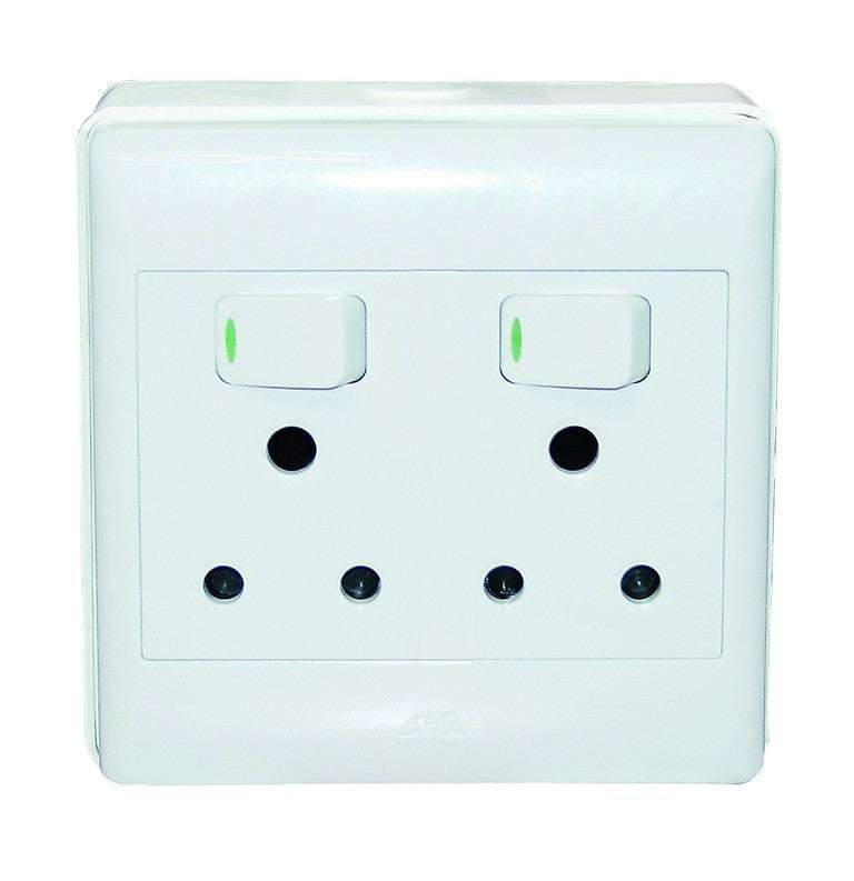 Wall mounted socket 100x100mm 2x3pin