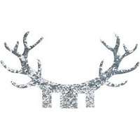 Silver Christmas - Glitter Antler Glass Decorations (Silver)(10 Pack)